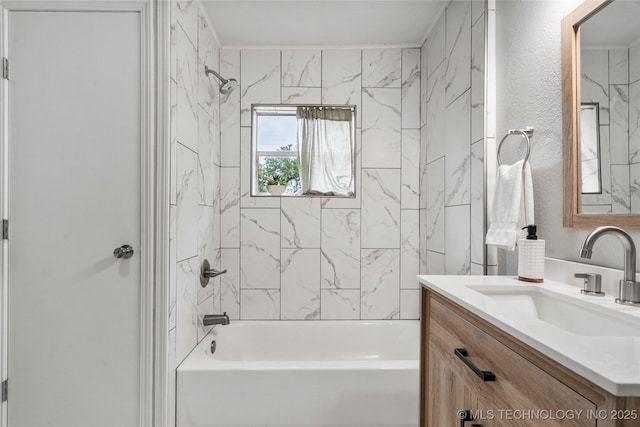 bathroom with shower / washtub combination and vanity