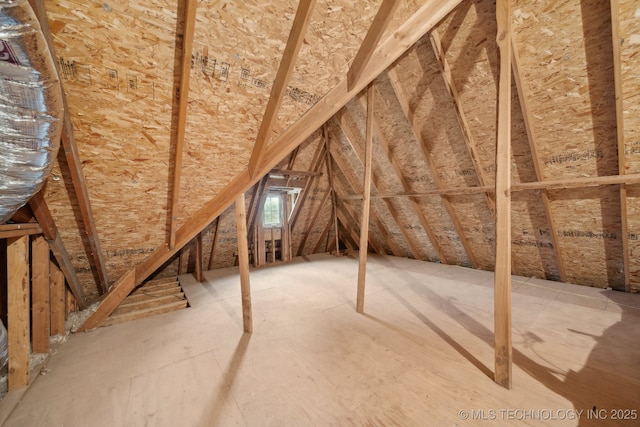 view of unfinished attic