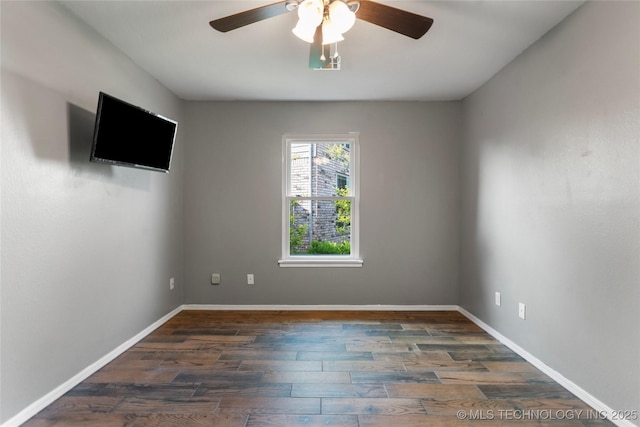 3933 S 199th E Ave, Broken Arrow, OK 74014 - spare room featuring baseboards, ceiling fan, and wood finished floors