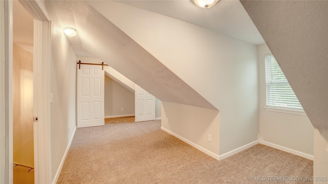 additional living space with carpet floors, baseboards, and a textured ceiling