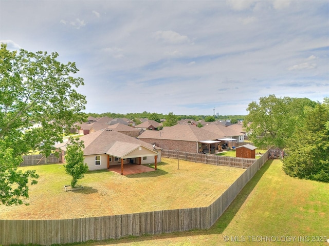 drone / aerial view with a residential view
