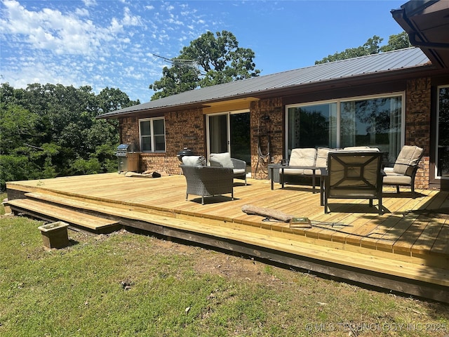 1082 Gaines Creek Loop, Eufaula, OK 74432 - wooden deck with a grill