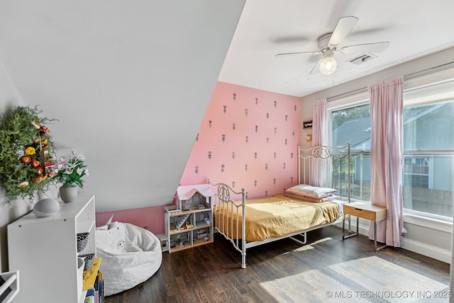 1304 W Easton St, Tulsa, OK 74127 - bedroom with ceiling fan, visible vents, access to exterior, and wood finished floors