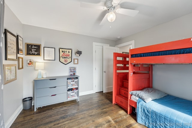 1304 W Easton St, Tulsa, OK 74127 - bedroom featuring baseboards, a ceiling fan, and wood finished floors