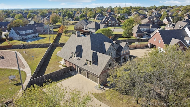 bird's eye view with a residential view