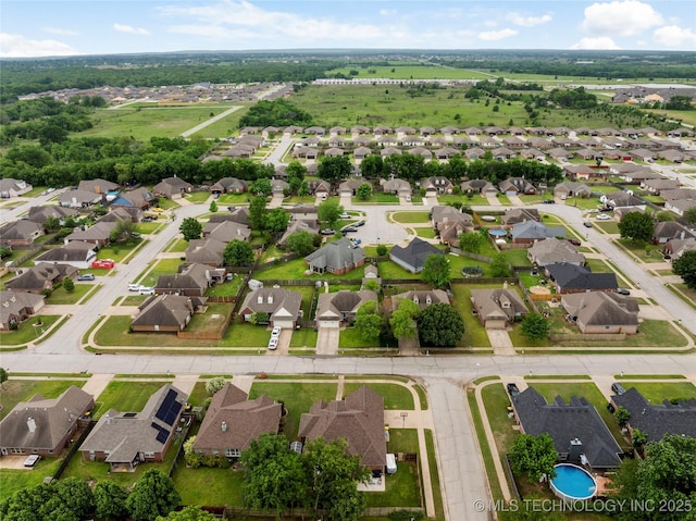aerial view with a residential view