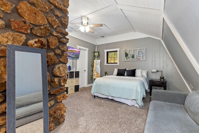 24591 S 613th Rd, Grove, OK 74344 - carpeted bedroom with ceiling fan and vaulted ceiling