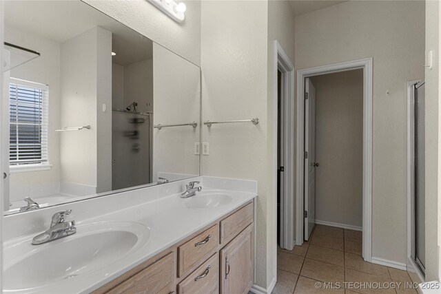 1007 W Beech St, Skiatook, OK 74070 - full bathroom with tile patterned floors, a sink, and a stall shower