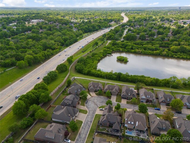 9502 S 73rd E Ave, Tulsa, OK 74133 - birds eye view of property featuring a water view and a residential view
