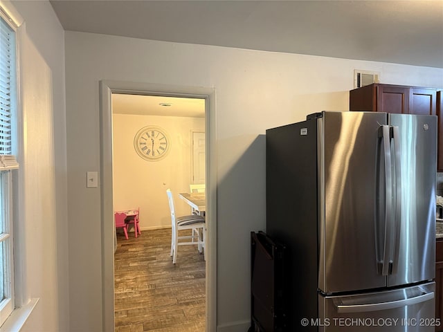 116 S Camden St, Muskogee, OK 74403 - kitchen featuring freestanding refrigerator and dark wood finished floors