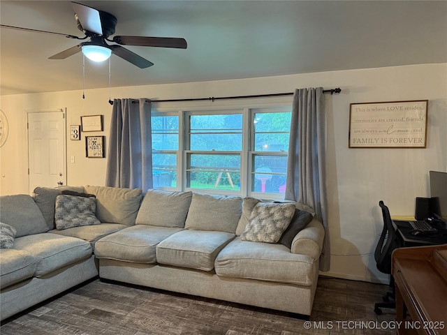 116 S Camden St, Muskogee, OK 74403 - living room with wood finished floors and a ceiling fan