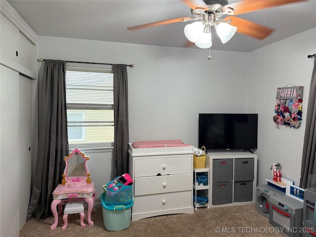 116 S Camden St, Muskogee, OK 74403 - recreation room with carpet flooring and ceiling fan