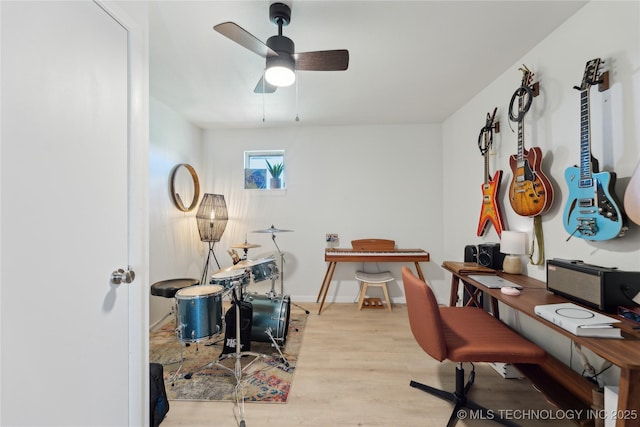 7207 E 166th St, Collinsville, OK 74021 - home office with wood finished floors and ceiling fan