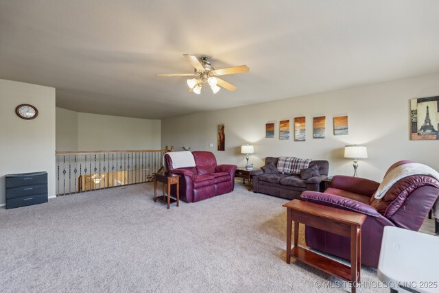 7408 E Forest Ridge Blvd, Broken Arrow, OK 74014 - living area featuring ceiling fan and carpet flooring