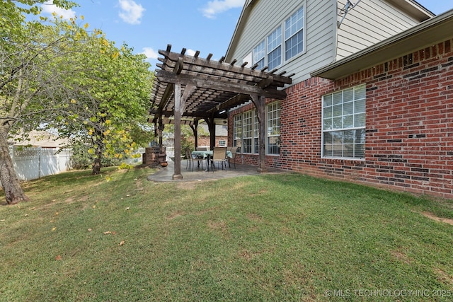 7408 E Forest Ridge Blvd, Broken Arrow, OK 74014 - view of yard featuring fence, a pergola, and a patio