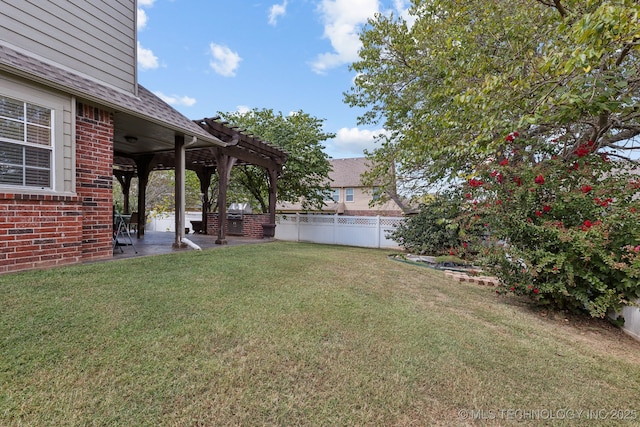 7408 E Forest Ridge Blvd, Broken Arrow, OK 74014 - view of yard with a patio area, fence, and a pergola