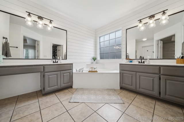 309 E 125th Ct S, Jenks, OK 74037 - bathroom featuring a sink, tile patterned flooring, and two vanities