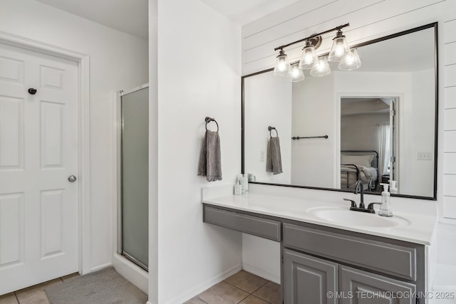 309 E 125th Ct S, Jenks, OK 74037 - full bath featuring vanity, tile patterned flooring, and a stall shower