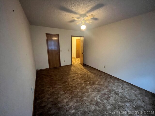 3316 Maple Dr, Sand Springs, OK 74063 - unfurnished bedroom with carpet, a textured ceiling, and ceiling fan