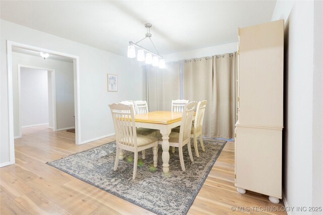 dining room featuring baseboards and light wood finished floors