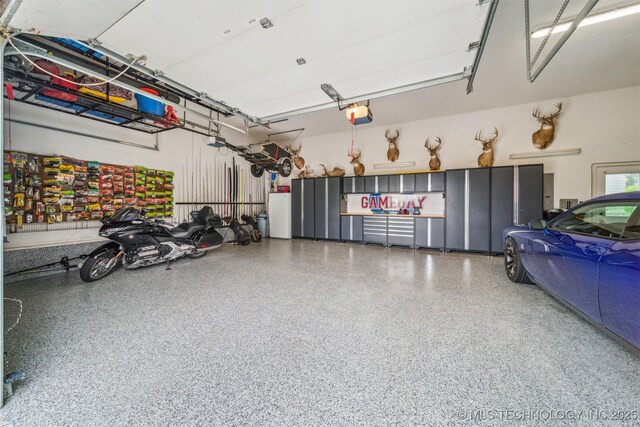 garage with a garage door opener