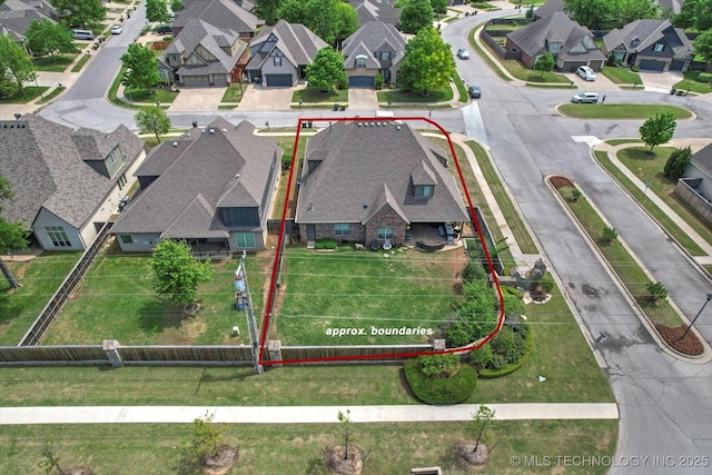 aerial view with a residential view