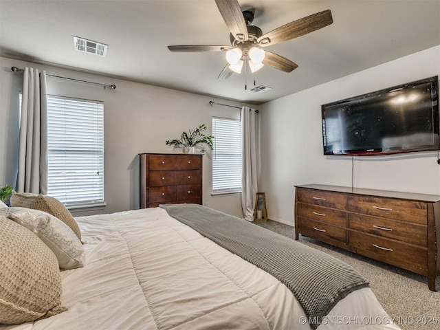 4312 N 33rd St, Broken Arrow, OK 74014 - bedroom featuring baseboards, ceiling fan, carpet flooring, and visible vents