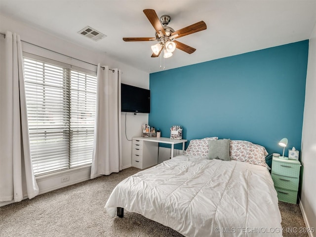4312 N 33rd St, Broken Arrow, OK 74014 - bedroom with carpet floors, a ceiling fan, baseboards, and visible vents