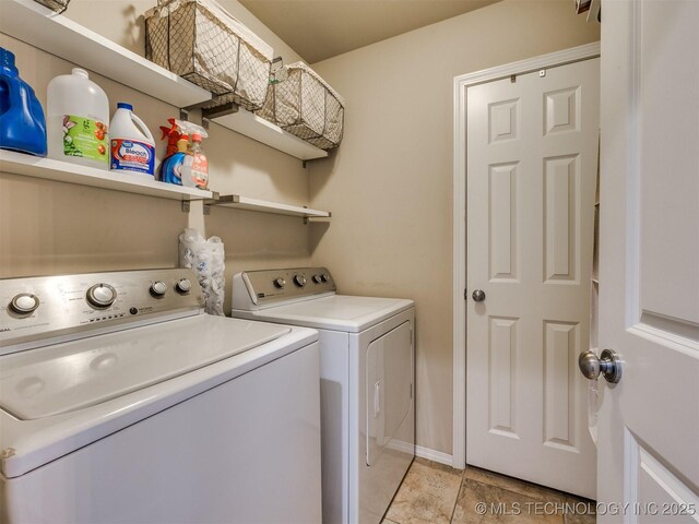 4312 N 33rd St, Broken Arrow, OK 74014 - laundry area with light tile patterned floors, laundry area, and independent washer and dryer
