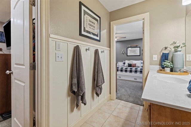 bathroom with vanity and tile patterned floors