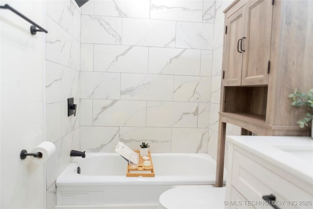 full bathroom with vanity, shower / bathing tub combination, and toilet
