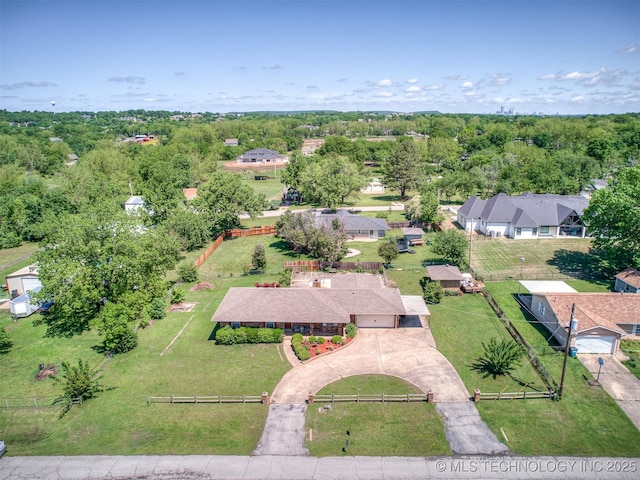 drone / aerial view with a residential view