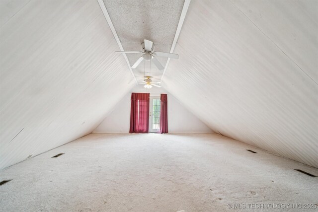 25805 S Clayton Ave, Claremore, OK 74019 - bonus room with vaulted ceiling, a ceiling fan, and carpet flooring