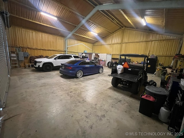 garage with electric panel