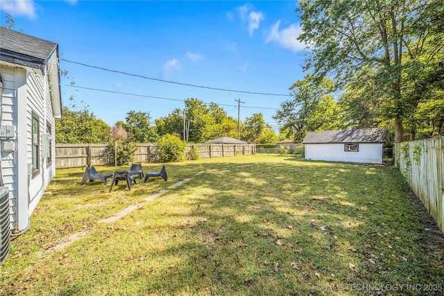 view of yard with a fenced backyard