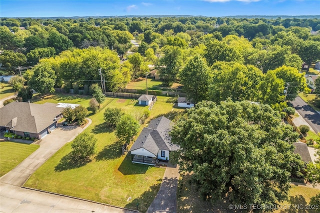aerial view with a forest view