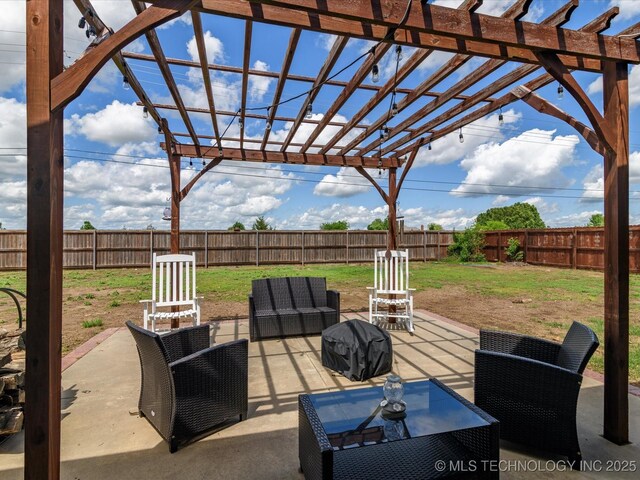 5406 Ashbrook Dr, Bartlesville, OK 74006 - view of patio featuring a fenced backyard and a pergola