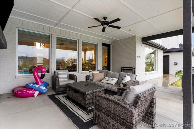 13641 S 27th St E, Bixby, OK 74008 - view of patio with ceiling fan and outdoor lounge area