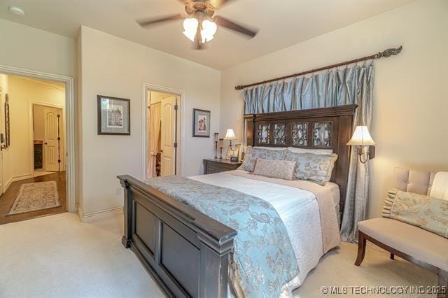 11615 S New Haven Ave, Tulsa, OK 74137 - bedroom featuring ceiling fan, light carpet, and ensuite bath