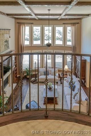 11615 S New Haven Ave, Tulsa, OK 74137 - unfurnished sunroom featuring french doors, coffered ceiling, and beam ceiling