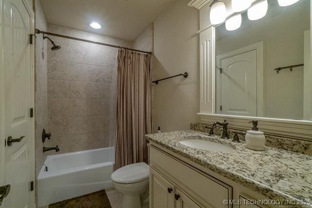 11615 S New Haven Ave, Tulsa, OK 74137 - full bath featuring vanity, tile patterned floors, toilet, and shower / tub combo