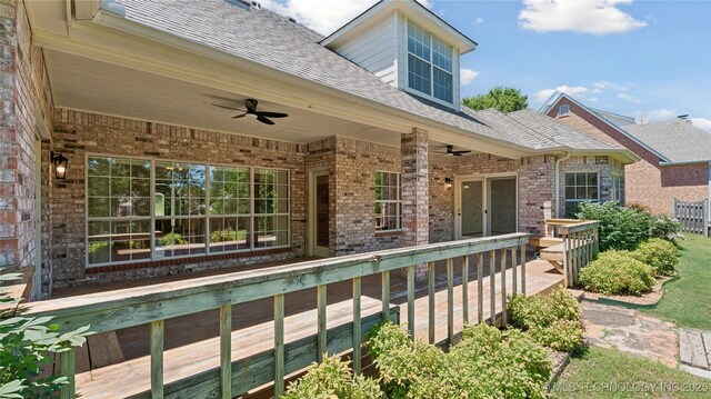 9219 N 134th E Ave, Owasso, OK 74055 - view of swimming pool featuring ceiling fan and french doors