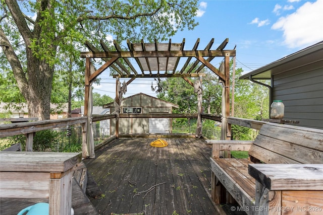 wooden deck with a pergola