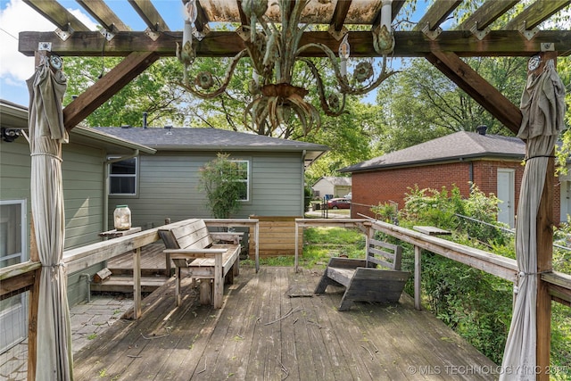 deck featuring a pergola
