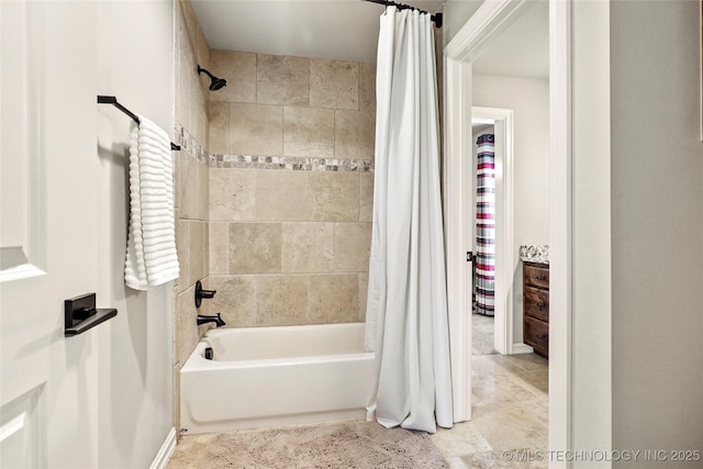 full bath featuring shower / bath combination with curtain