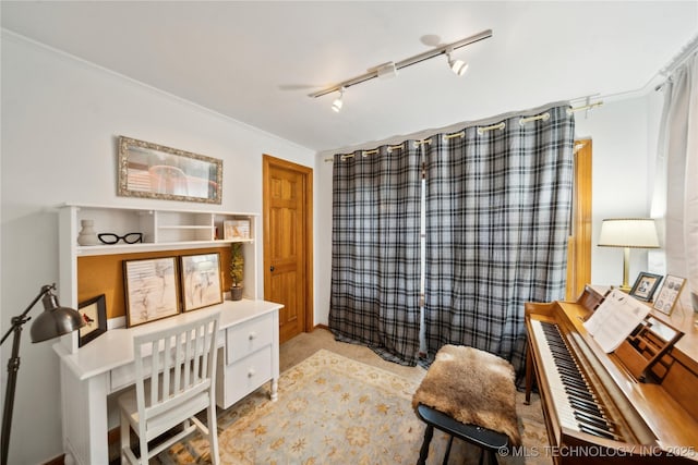 2252 S Troost Ave, Tulsa, OK 74114 - office with crown molding, light carpet, and rail lighting