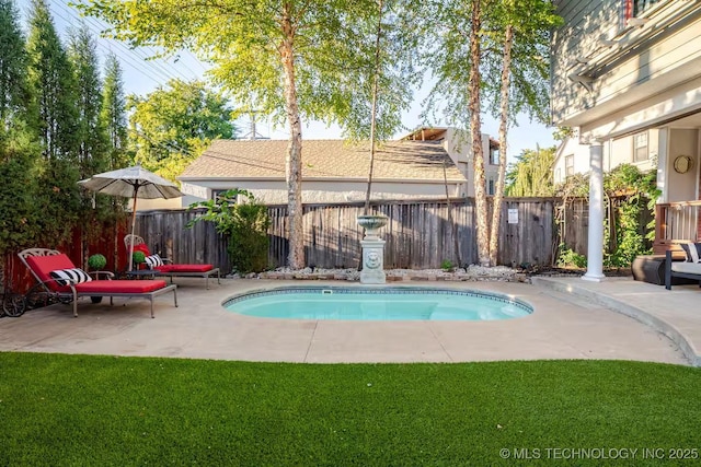 2252 S Troost Ave, Tulsa, OK 74114 - view of pool with a patio, a fenced in pool, and a fenced backyard