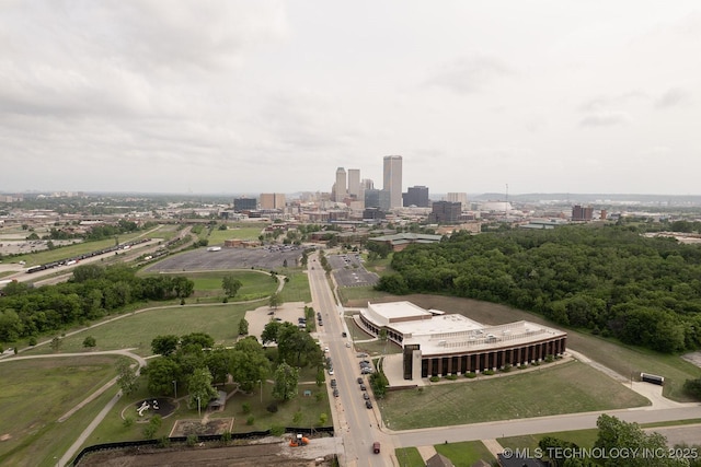 drone / aerial view with a city view