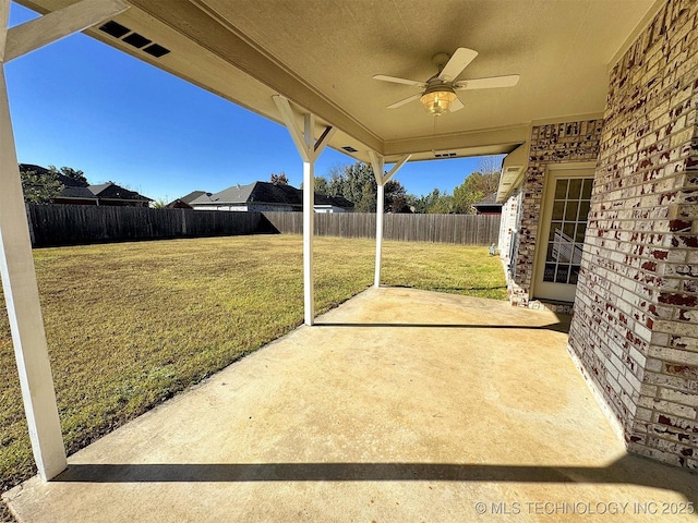 view of patio / terrace with a ceiling fan