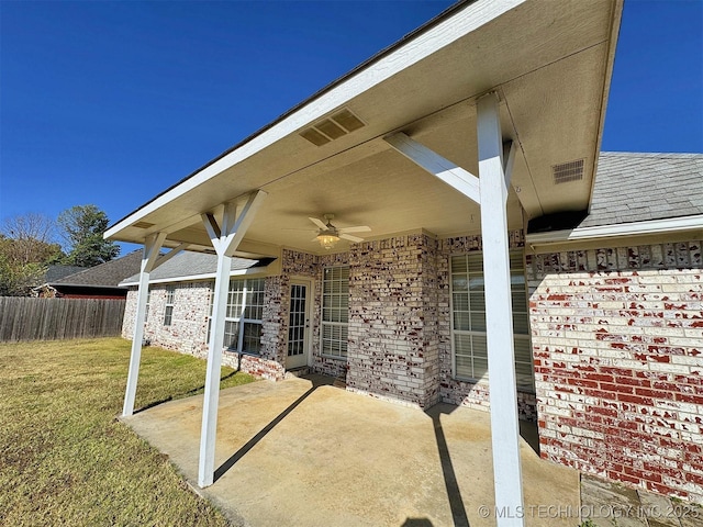 view of patio / terrace with a ceiling fan